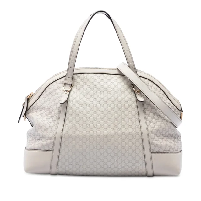 White Gucci Large Microguccissima Nice Dome Satchel in White Leather from Designer Revival