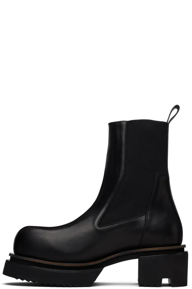 Rick Owens Black Temple Beatle Bogun Chelsea Boots, photo 3 of 5 from SSENSE