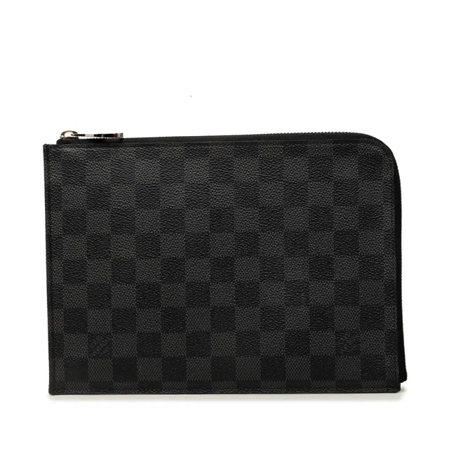 Black Louis Vuitton Damier Graphite Pochette Jour PM Clutch Bag in Black Canvas from Designer Revival