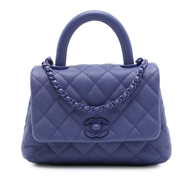 Purple Chanel Extra Mini Quilted Caviar Incognito Coco Top Handle Bag Satchel in Purple Caviar leather from Designer Revival