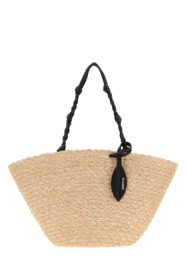 Jil Sander Tangle Bucket Bag — Beige Exterior: Raffia in Beige Raffia from HEWI
