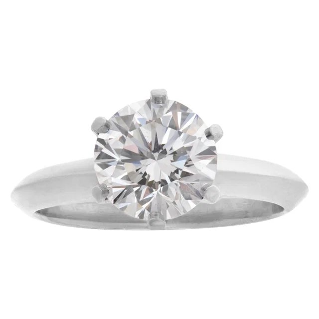Tiffany & Co. round brilliant diamond 1.53 carat (E color, VVS2 clarity) ring in Platinum from Gray And Sons