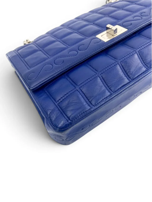 Chanel Blue Lambskin Chocolate Bar Mademoiselle Flap Bag in Brown Lambskin from Season 2 Consign, photo 7 of 9