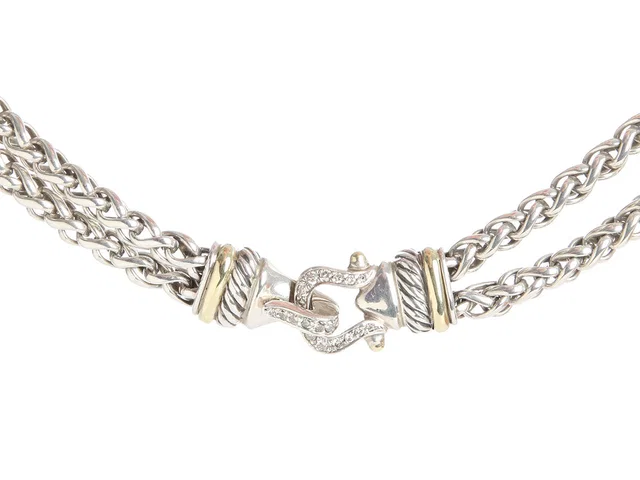 David Yurman Diamond Buckle Double Row Wheat Chain Necklace from Ann's Fabulous Finds
