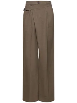 Peter Do Wide-leg trousers with pleats in 53% Polyester, 43% Virgin Wool, 4% Elastane, photo 2 of 9 from LUISAVIAROMA