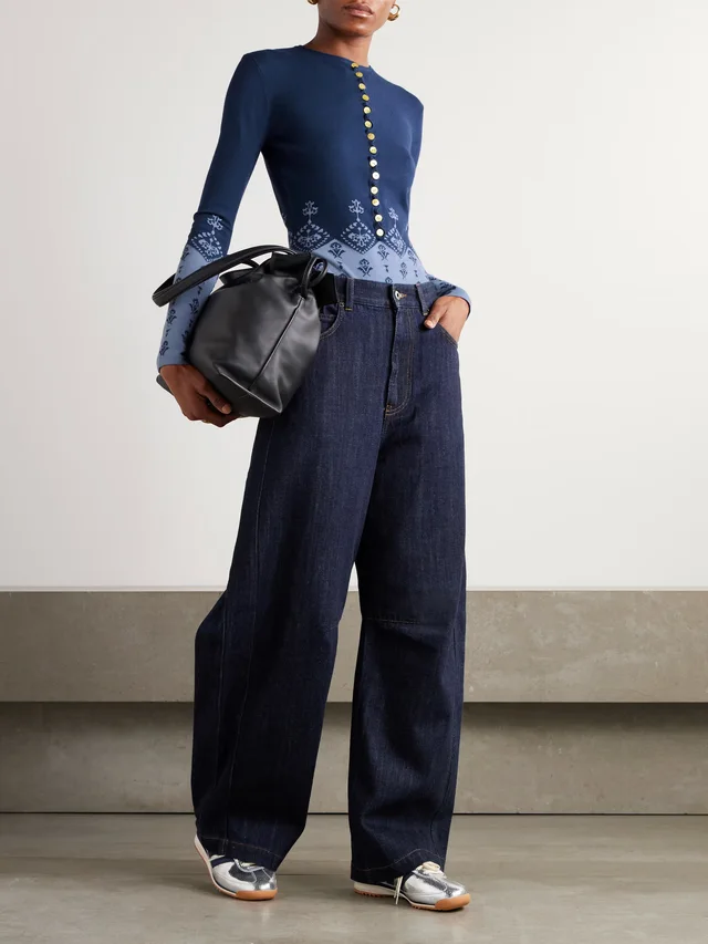 CONNER IVES Ruffled jacquard-knit sweater in Blue, photo 2 of 2 from NET-A-PORTER (Canada)