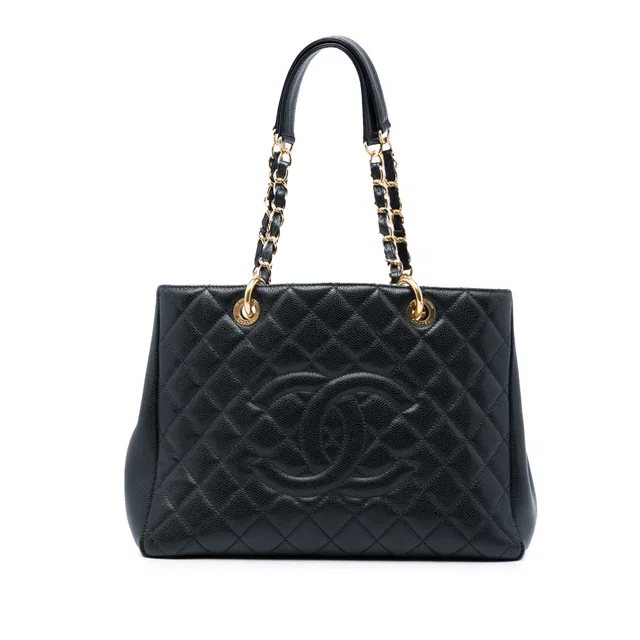 Black Chanel Caviar Grand Shopping Tote in Black Caviar leather from Designer Revival