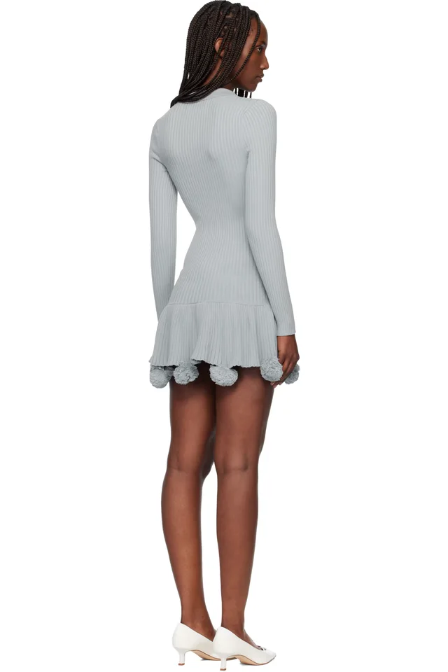 Conner Ives Blue Pom Pom Polo Minidress, photo 3 of 4 from SSENSE