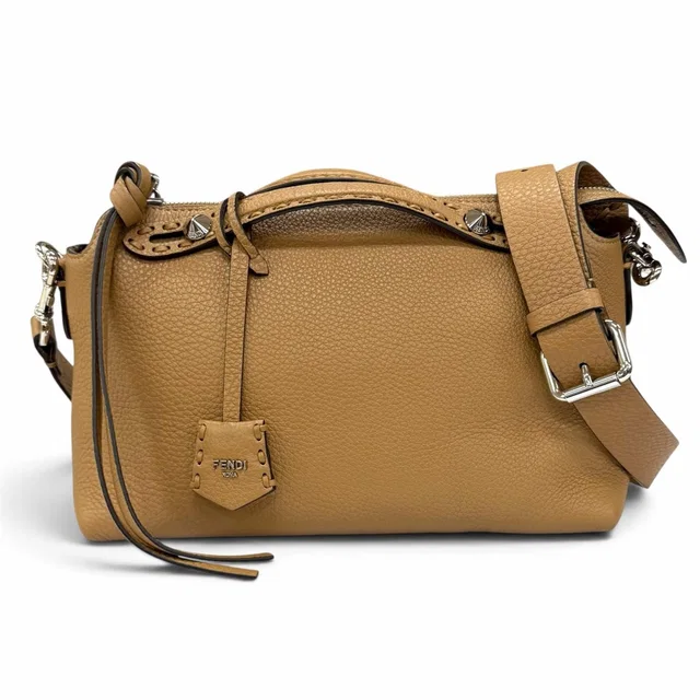 Fendi by the Way Selleria Medium Grain Calf Leather Beige 2-Way Shoulder Bag in Beige Calfskin from The Reluxe