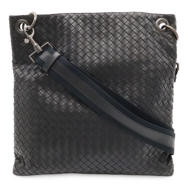 Bottega Veneta Intrecciato Shoulder Bag Crossbody Black in Black Woven leather from The Reluxe
