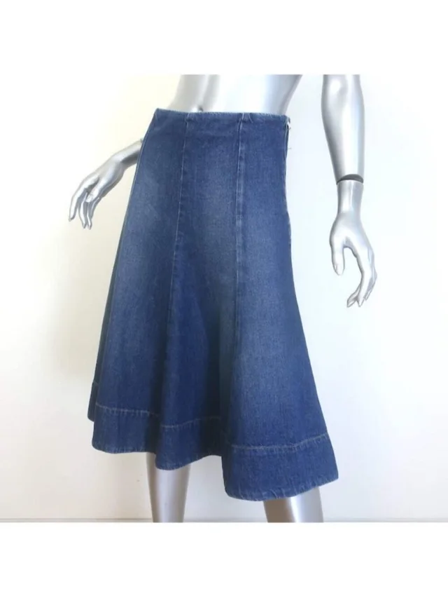 Khaite Denim A-Line Midi Skirt in blue Denim from Poshmark