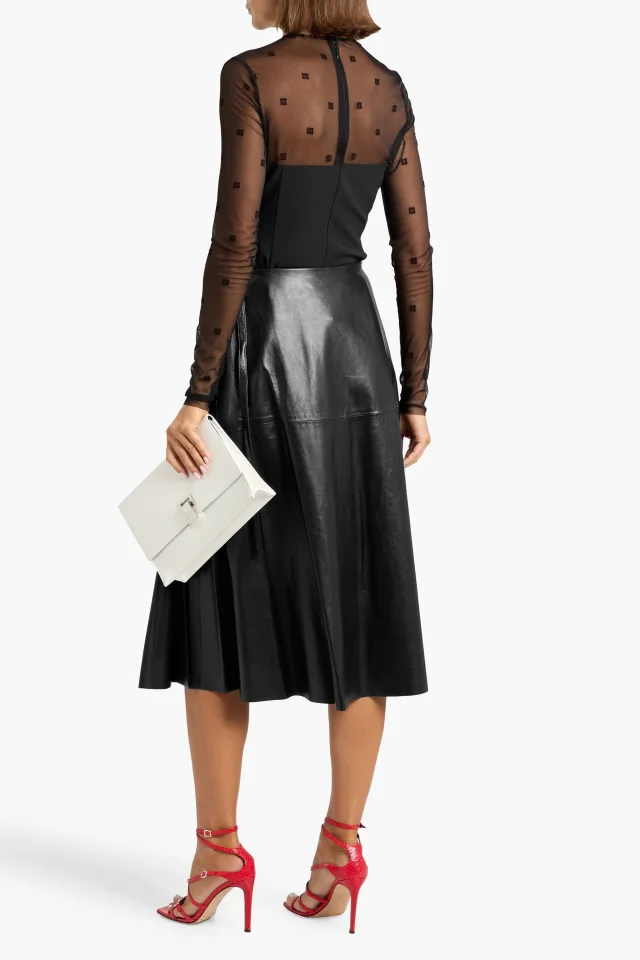 Valentino Garavani Pleated Leather Midi Wrap Skirt, photo 3 of 4 from THE OUTNET