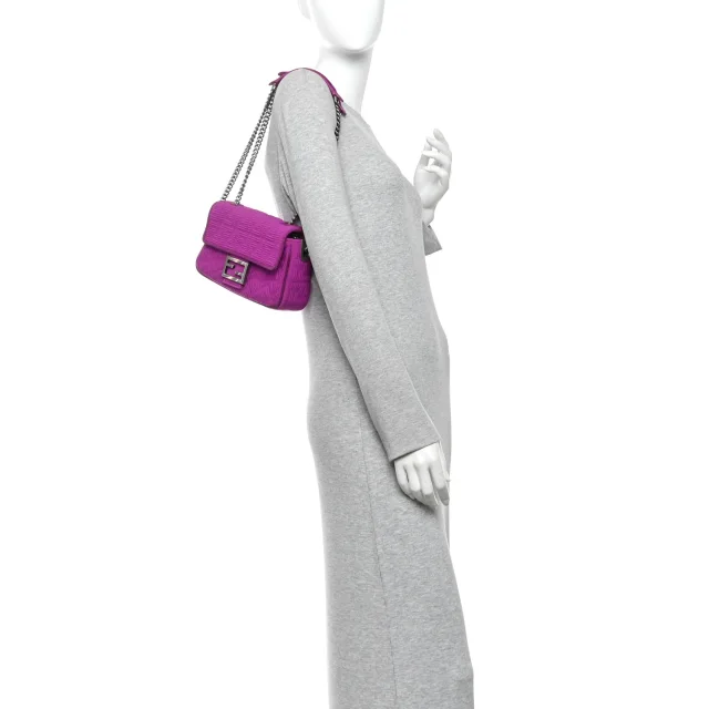 Fendi Technical Fabric FF Midi Chain Baguette Bouganville from FASHIONPHILE, photo 2 of 13