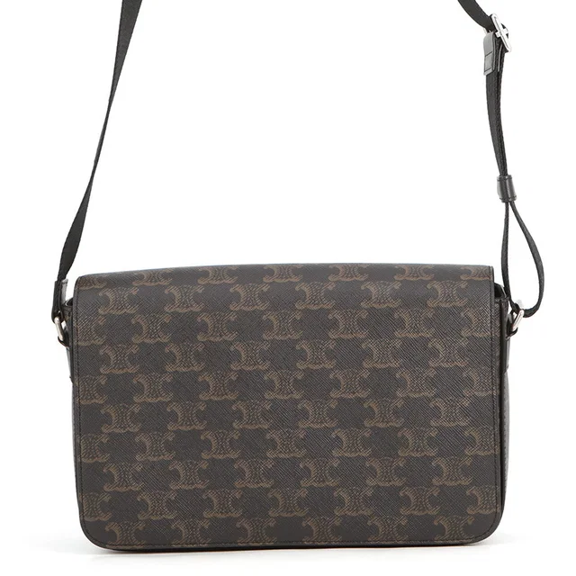 Celine Triomphe Flap Shoulder Black/Brown111592ETH.38SI PVC Leather in Black Leather from GALLERY RARE