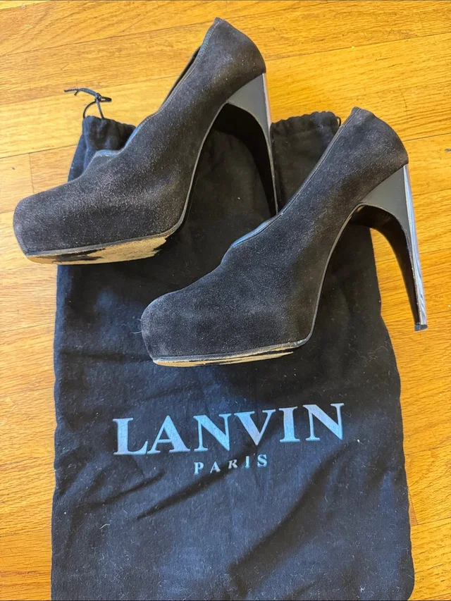Lanvin Suede Platform Stiletto Pumps Metal Heel 38 in black Suede from Poshmark