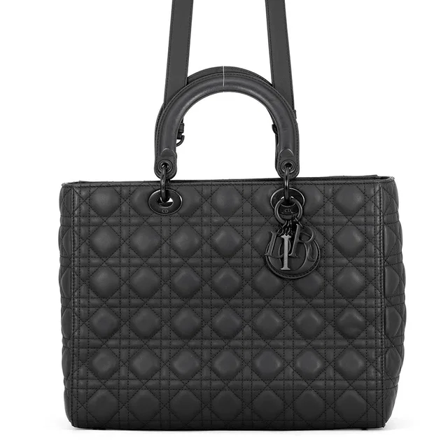Lady Dior BlackM0566SLOI_M989 Ultra Matte Calf Leather Size Large in Calfskin from GALLERY RARE