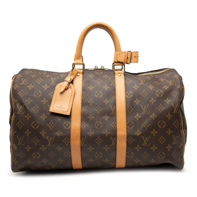 Brown Louis Vuitton Monogram Keepall 45 Travel Bag in Brown Coated canvas from Designer Revival