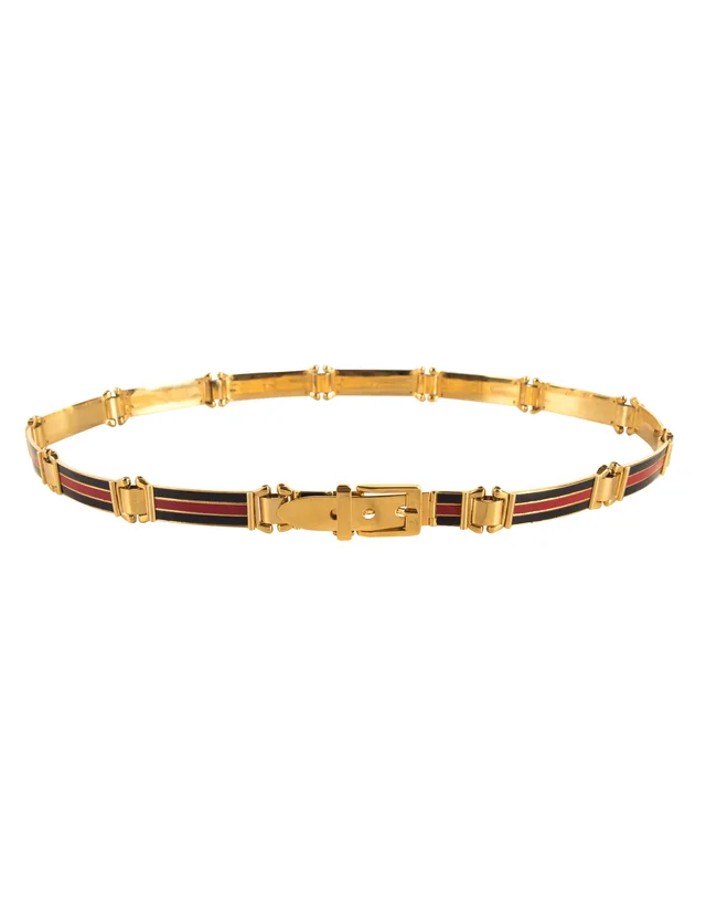 Gucci Vintage Golden Red Black Enamel Striped Belt in Black from Amarcord Vintage Fashion