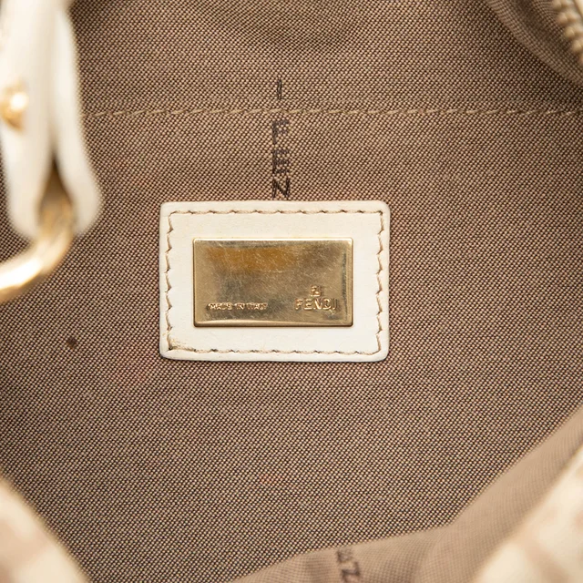 White Fendi Zucchino Canvas Chef Pocket Shoulder Bag in White Canvas from Designer Revival, photo 2 of 2