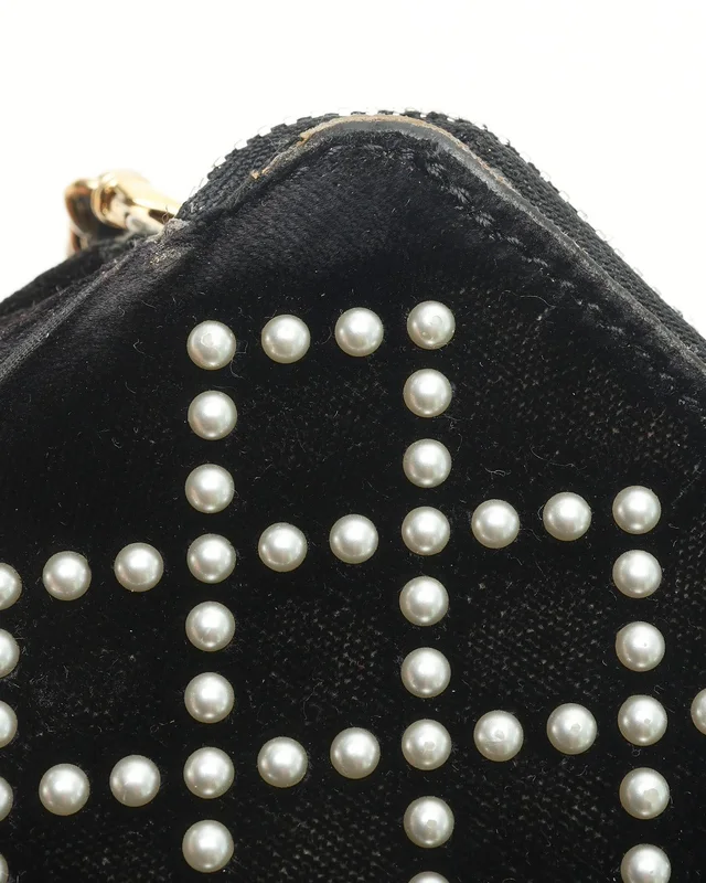 Chanel Velvet Pearl Double Zip Wallet On Chain Bag in Velvet from A Retro Tale, photo 9 of 13