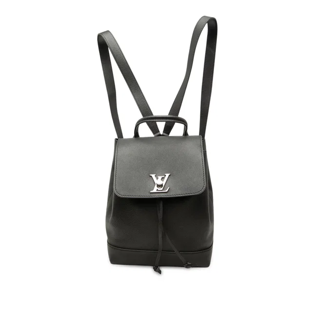 Black Louis Vuitton Taurillon Lockme Backpack in Black Leather from Designer Revival
