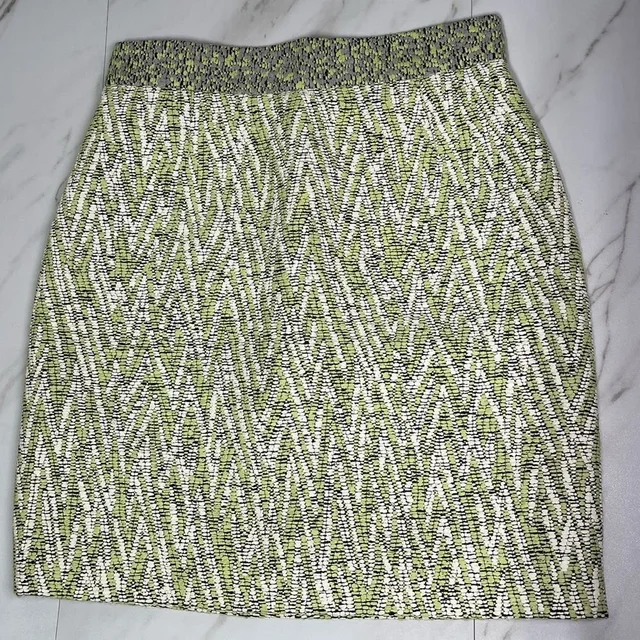 Proenza Schouler Printed Green Textured Mini Pencil Skirt Size 0 in green|white from Poshmark