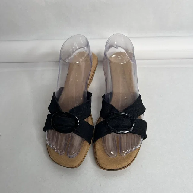 Damiani 's Sadie Italian Cork Wedge Sandals Women's Size 9 Black Buckle Fabric in black Nylon from Poshmark