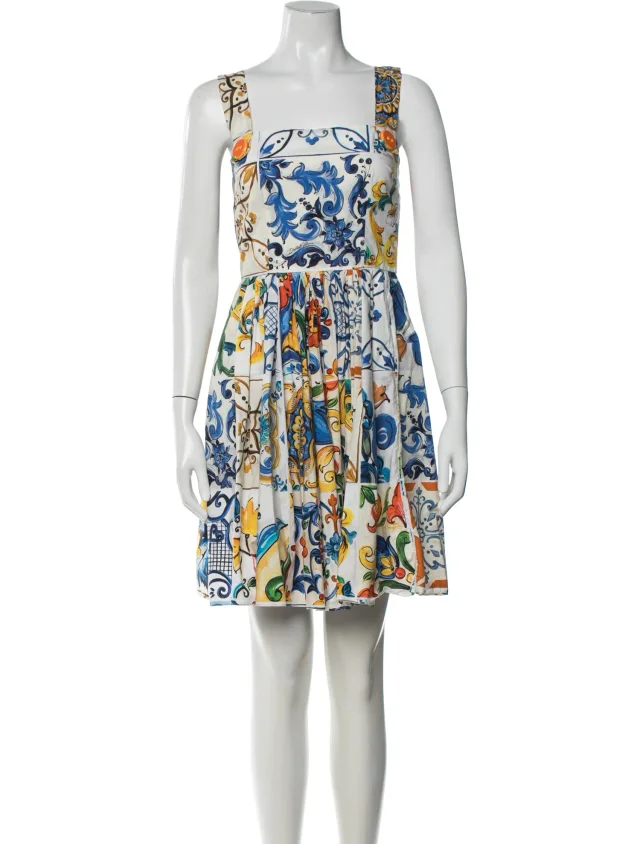 Dolce & Gabbana Printed Mini Dress in white from The RealReal