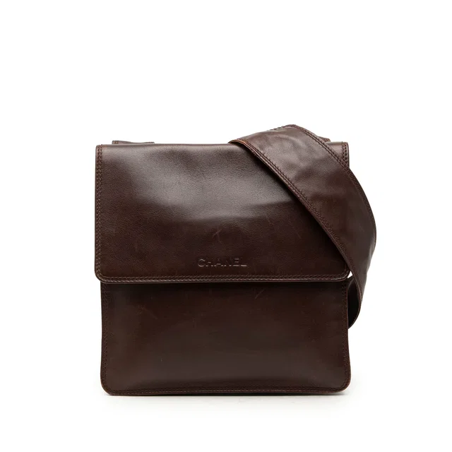 Brown Chanel Lambskin Leather Crossbody in Brown Lambskin from Designer Revival