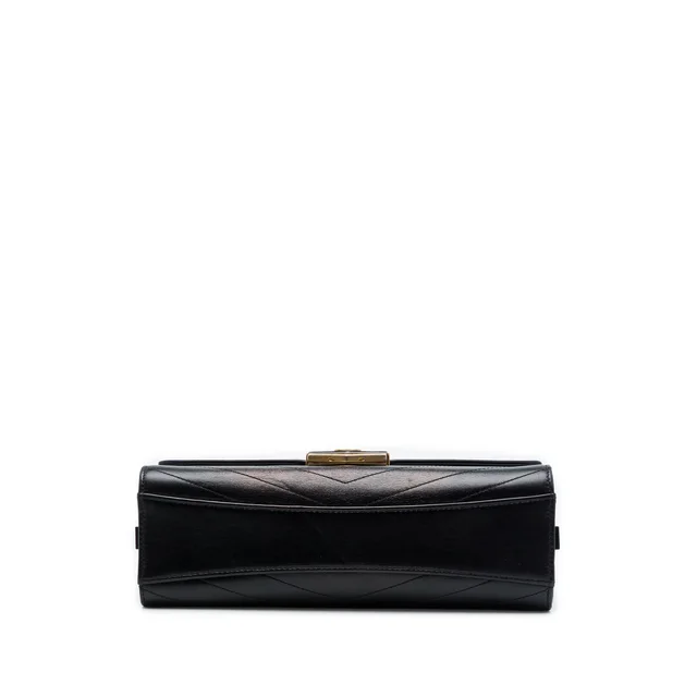 Black Chanel CC Chevron Calfskin Medal Flap Shoulder Bag in Black Calfskin from Designer Revival, photo 2 of 2