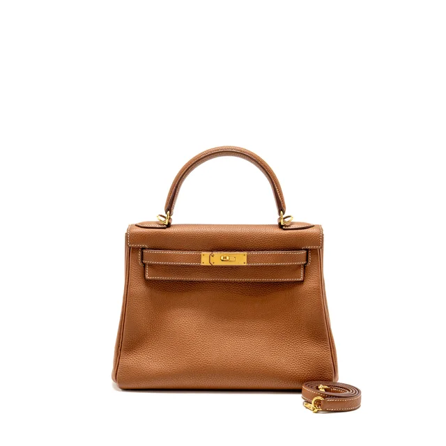 Hermès Kelly 28 Togo Gold GHW Stamp A in Gold Togo leather from EMIER