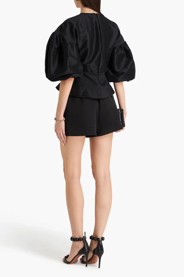 Kika Vargas Myrna Taffeta Puff-Sleeve Top in Black, photo 3 of 4 from THE OUTNET