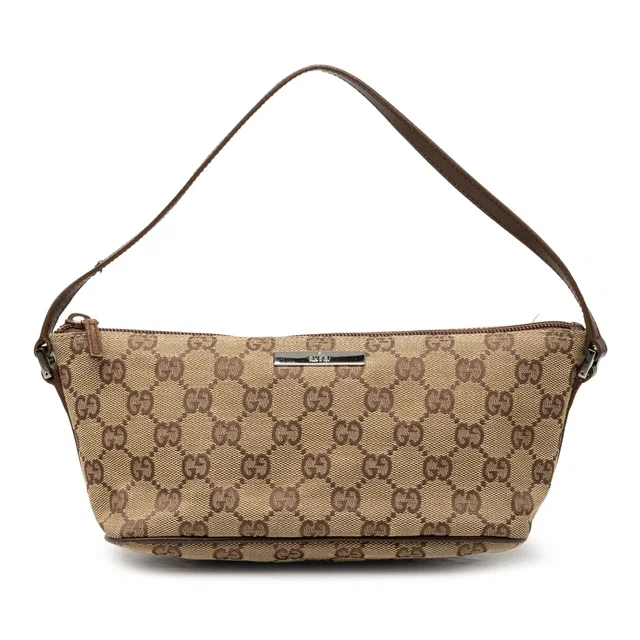 Beige Gucci GG Canvas Boat Shoulder Bag in Beige Canvas from Designer Revival