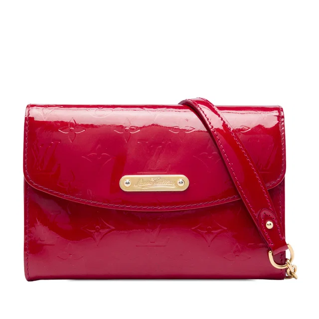 Red Louis Vuitton Monogram Vernis Bel Air Pochette Crossbody Bag in Red Leather from Designer Revival
