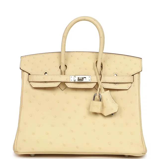 Hermès Birkin 25 Vanille Ostrich Palladium Hardware in Ostrich from Madison Avenue Couture
