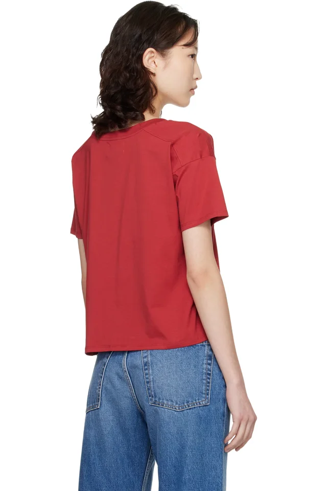 Loulou de Saison Red 'Faaa LDS' V-neck T-shirt, photo 3 of 4 from SSENSE