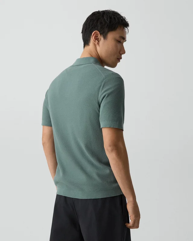 Theory Brenan Polo Shirt in Light Bilen in LIGHT PINE GROVE 62% Viscose, 38% Polyester; Exclusive Of Elastic, photo 3 of 8 from Theory