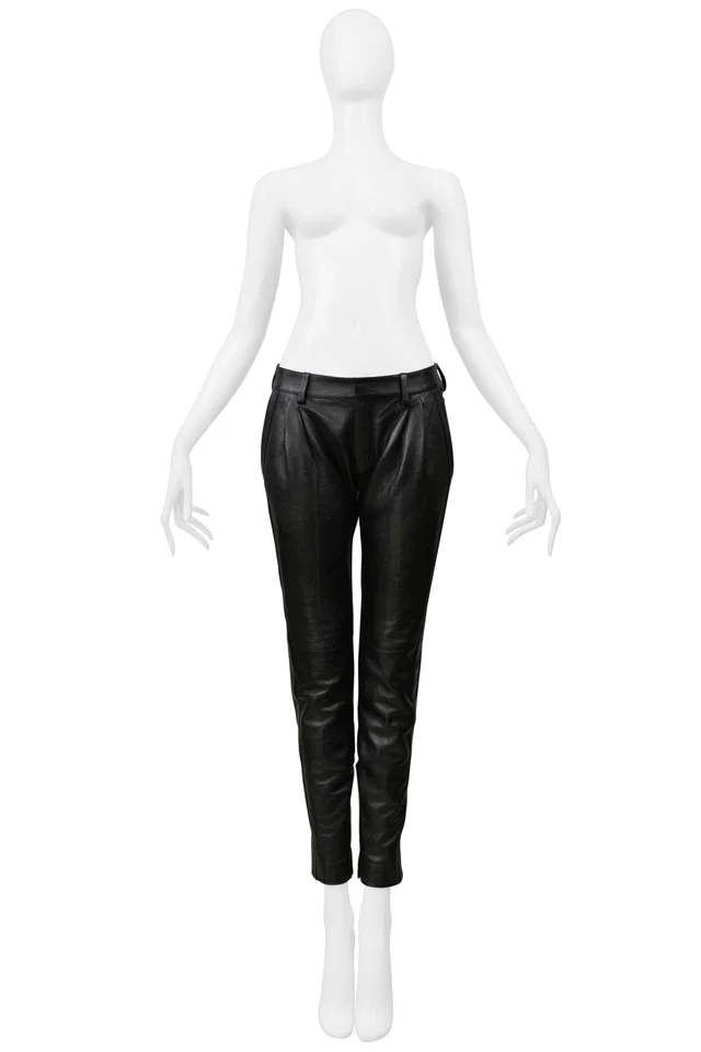 Saint Laurent Black Leather Trouser Pants 2019 in Black Leather from Resurrection Vintage