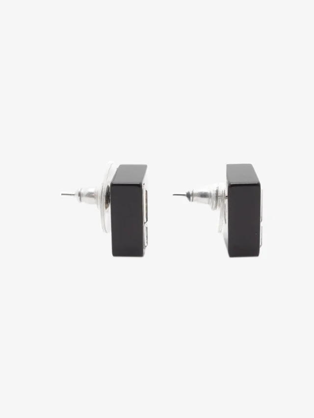 Chanel Black CC square stud earrings in Black Resin from Sign of the Times, photo 6 of 9