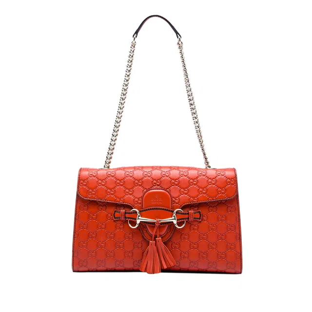 Orange Gucci Medium Guccissima Emily Shoulder Bag in Orange Leather from Designer Revival