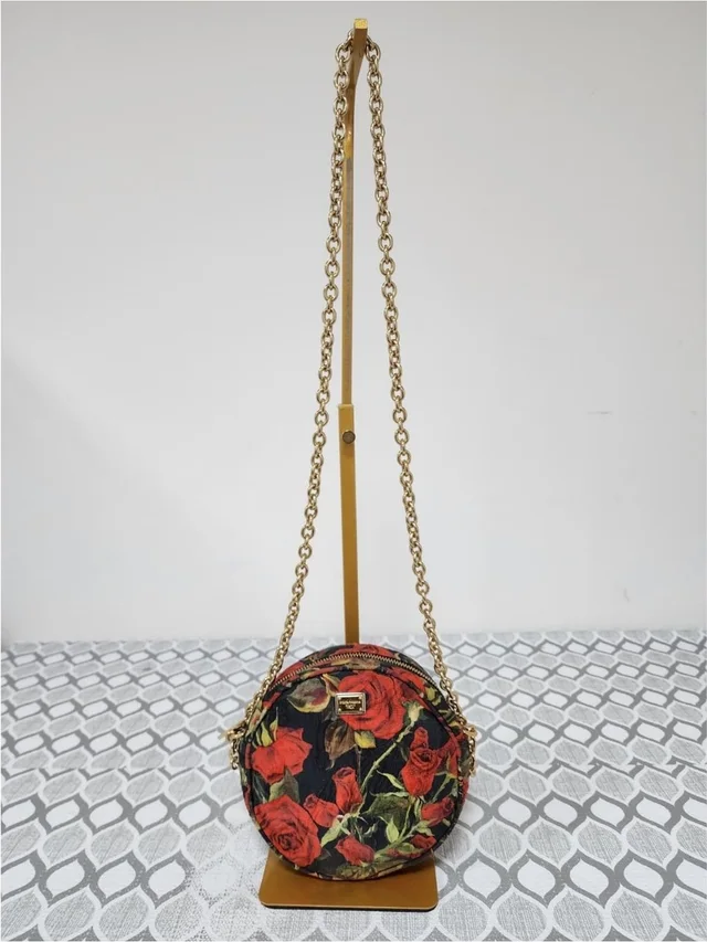 Dolce & Gabbana Floral Print Fabric Miss Glam Round Shoulder Bag Multicolor in black|red from Poshmark