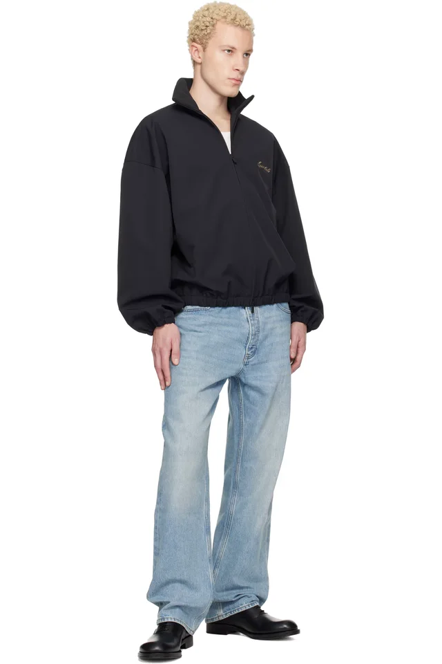 Fear of God ESSENTIALS Black Signature Full Zip Track Jacket, photo 4 of 4 from SSENSE