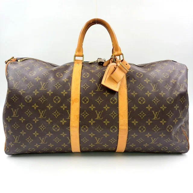Louis Vuitton Keepall Bandouliere 55 Monogram Leather Brown Boston Bag Gold in Brown Leather from The Reluxe