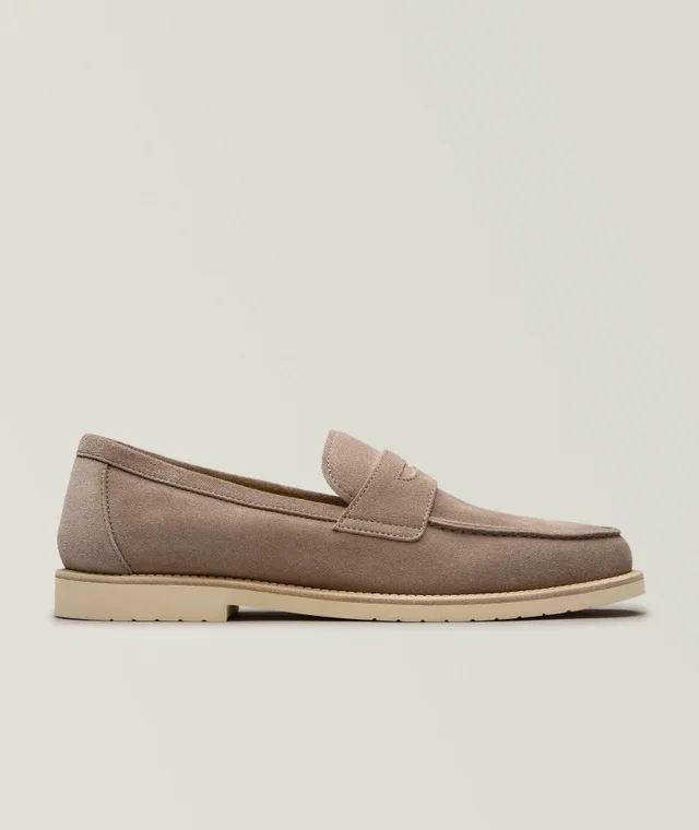 Suede Penny Loafers in Beige, image 1 of 1 from Harry Rosen