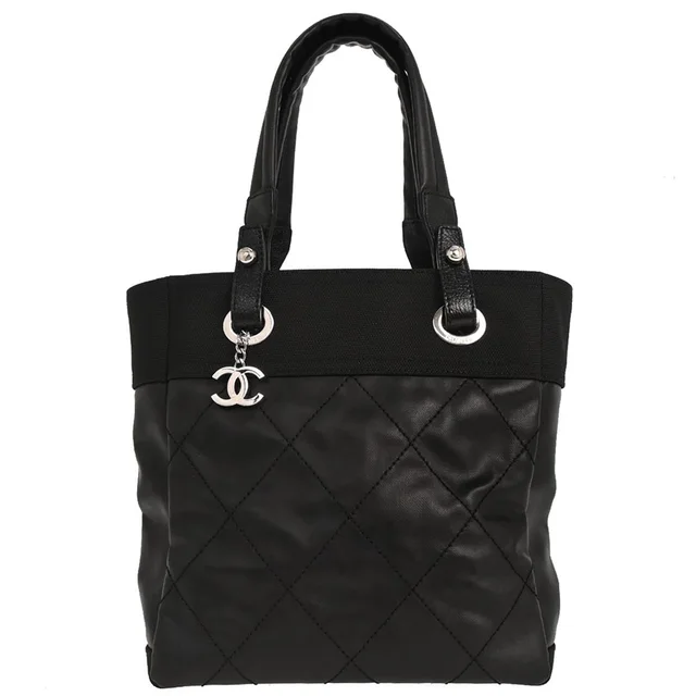 Chanel 2012-2013 Black Canvas Paris-Biarritz Tote PM Handbag in Black Canvas from AMORE Vintage Tokyo