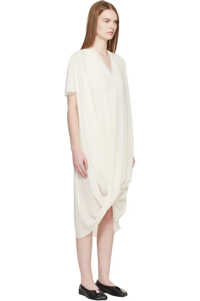MM6 Maison Margiela Off-White Chiffon Midi Dress, photo 2 of 4 from SSENSE