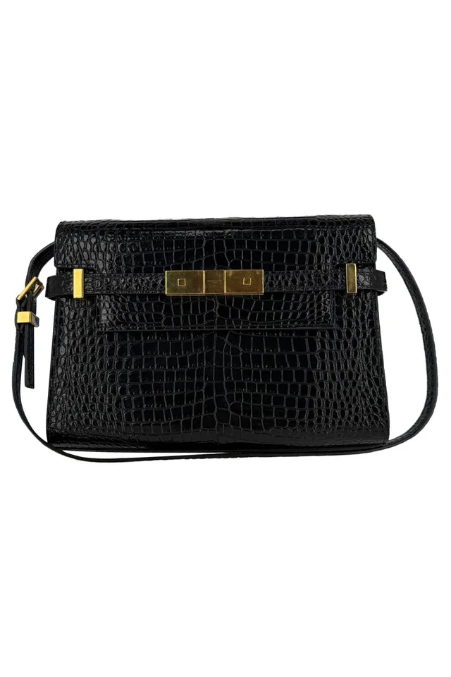 Saint Laurent Croc-Embossed Manhattan Shoulder Bag from Garmentory