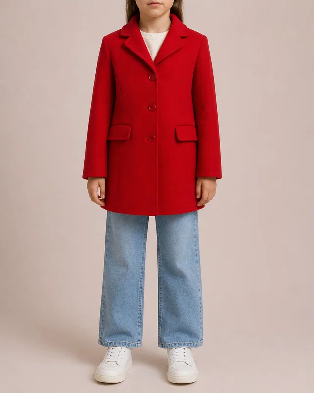 Loro Piana Kids Red Cashmere Coat with Pockets and Buttons Size 8 years in Red Cashmere from Sellier