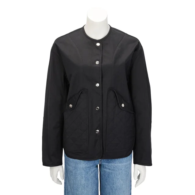 Hermès Cotton Twill Equestrian Detail Jacket FR 36 in Black Cashmere from Blue Spinach