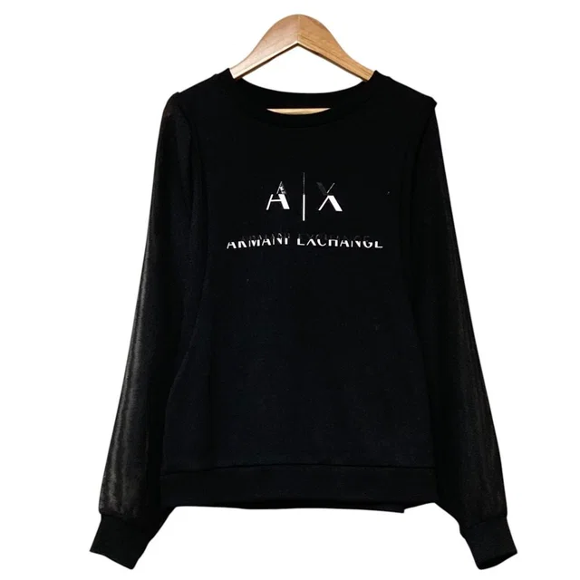 Giorgio Armani Exchange Mesh Sleeve Logo Sweatshirt from LuxUness